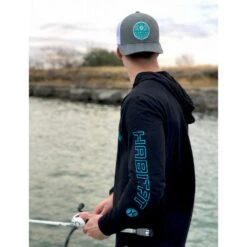 HOOey "Captain" Black/Turquoise Hoodie -Hooey Brands black hood 57807.1558733158.1280.1280