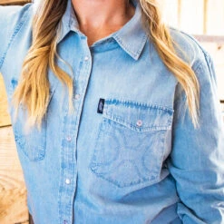 HOOey Ladies Chambray Denim Long Sleeve Shirt -Hooey Brands dani 5