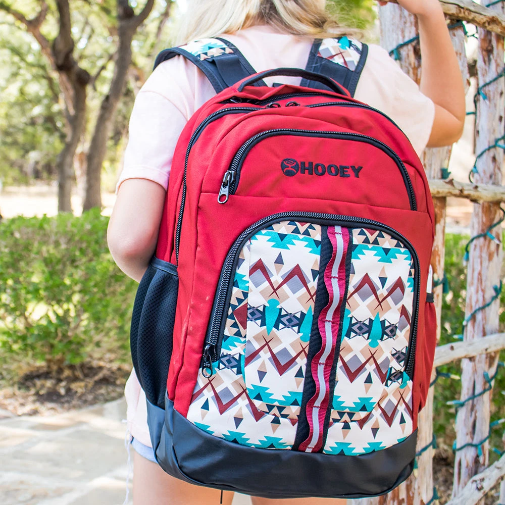 "Ox" Hooey Backpack Cream/Turquoise Aztec Pattern W/Burgundy /Black 6 "Ox" Hooey Backpack Cream/Turquoise Aztec Pattern W/Burgundy /Black - Image 6